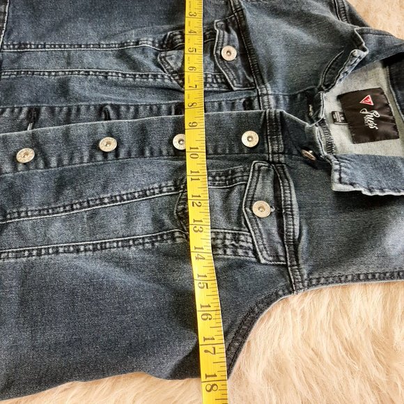 Guess Women's Blue Button Up Mid Wash Denim Vest Size L - Picture 6 of 7